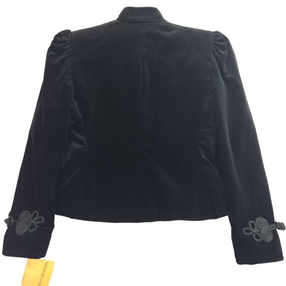 Vintage C'est Simone Blazer Jacket Womens 6 Black Velvet Holiday Party Goth NEW - Picture 5 of 13